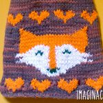 closeup of the fox knitting design