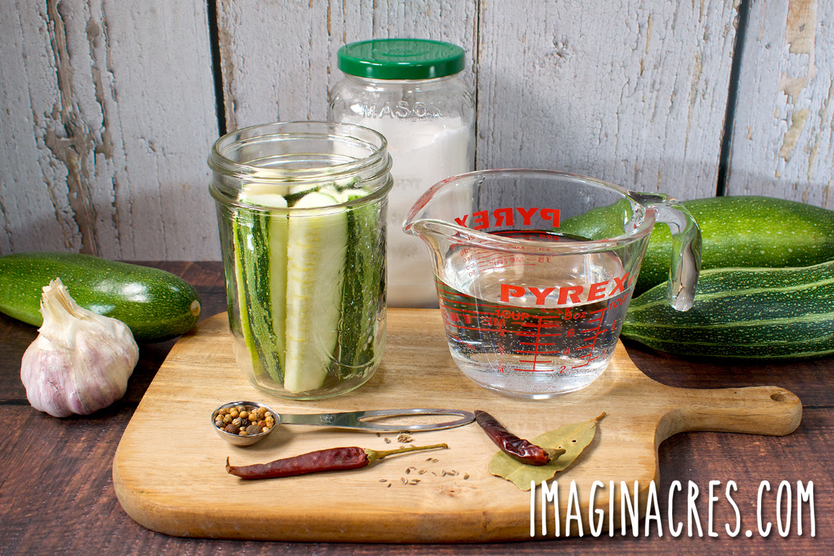 Ingredients for making dill zucchini pickles.